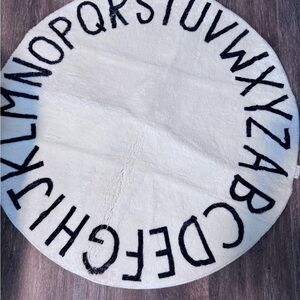 Alphabet Round Kids Rug - White and Black